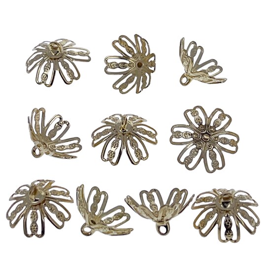 Michaels Stores Metal Ornament Caps 10 Large Gold Tone Metal